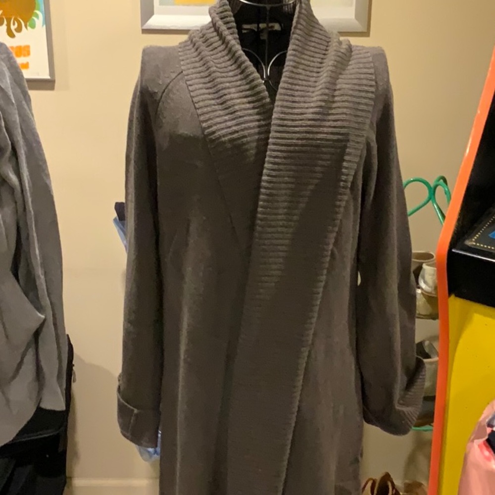 CAbi Charcoal Ribbed Collar Cardigan